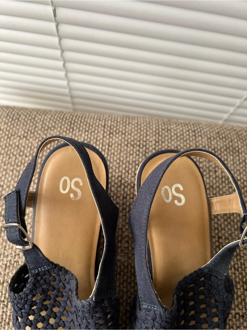 Sonoma Navy Woven Slingback Cork Wedge Sandals
